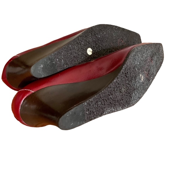 Amalfi by Rangoni Women’s Leather Wedge Heel Loafer Size 6 Burgundy & Brown - Picture 10 of 15